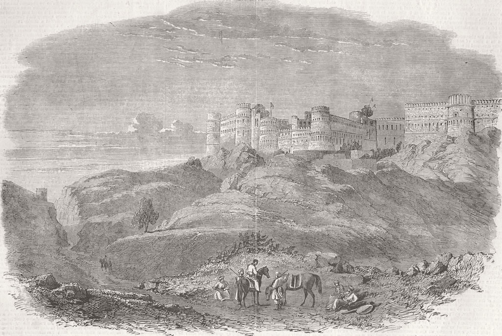 PAKISTAN. North end of Ft of Attock, from Indus 1849 old antique print picture